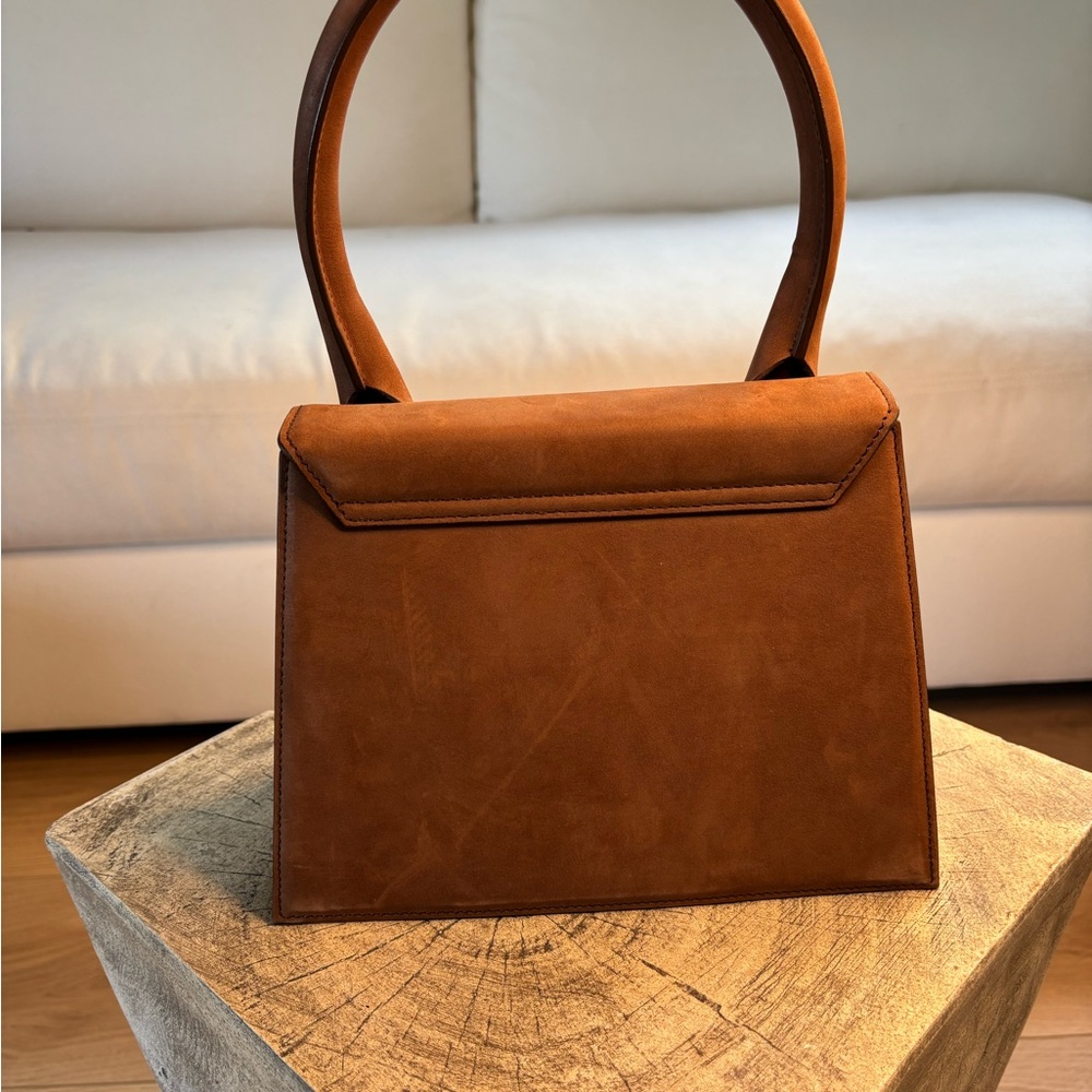 Jacquemus brown leather mini top-handle bag with gold logo - Picture 5 of 5